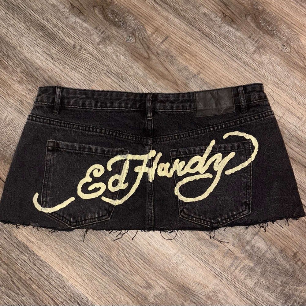 Ed Hardy Black Denim Micro mini skirt